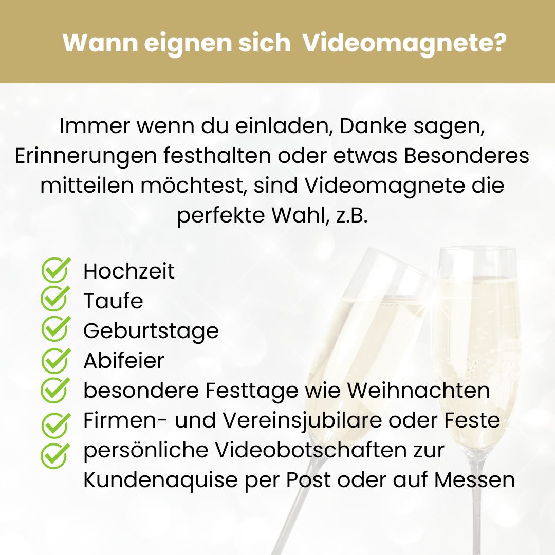 Videomagnete für Einladungs-und Dankeskarten oder Events